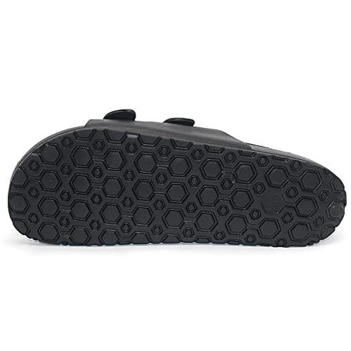 BEMGNAR Men’s Lightweight Comfort Slides Double Buckle Slip-on Adjustable EVA Orthopedic Flat Sandals, Black, 8 UK — view 3