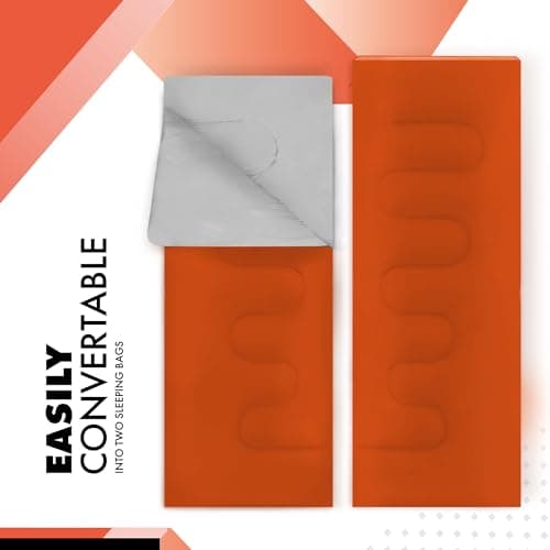 azark Premium Sleeping Bag, 350GSM, Lightweight and Waterproof, 4 Seasons of Camping, Hiking and Outdoors, Sleeping bag for Adults & Kids (Orange) — view 4