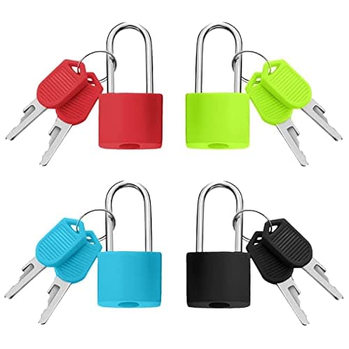 4 Pack Multicolor Long Handle Luggage Locks Suitcase Locks with Keys Travel Padlocks for Luggage Bag School Gym Lockers(Black, Green, Blue, Red)…