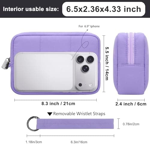 DOB SECHS Waterproof Mini Travel Makeup Carrying Case Wash Bags Cosmetic Bag Portable Electronics Accessories Organizer Wash Gym Shaving Bag (#25081-Purple, Small) — view 2