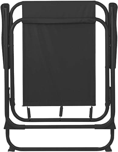 Aggloz | Folding Metal Beach Camping Chair Portable Garden Armchair - Foldable Lightweight Outdoor Picnic Seat | UK (Black) — view 3
