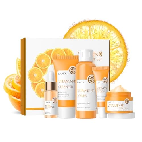 LAIKOU Vitamin C Skincare Set for Radiance & Anti-Aging, 5Pcs Travel-Size