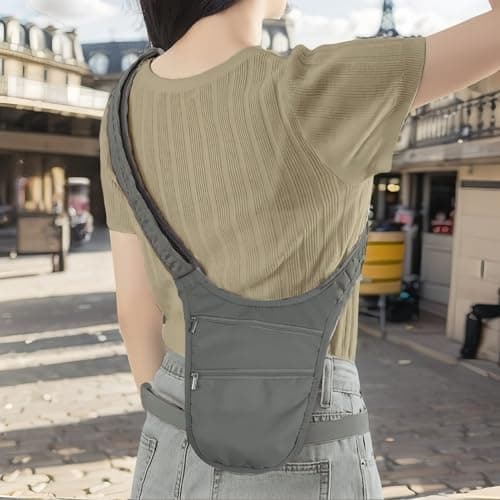 Mervokl Hidden Chest Pocket Waist Bag Anti Theft Crossbody Bag with Removable Belt and Skin-Friendly Back Provides Space for Passports, Credit Cards, Cash — view 2