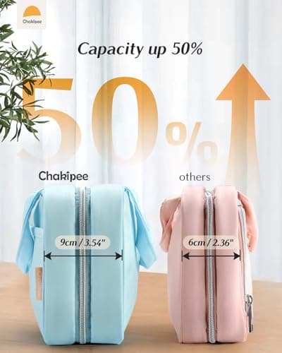 Chakipee Travel Hanging Toiletry Bag for Women - Foldable Toiletries Waterproof Organizer with Clear Window, Lightweight Wash Bags for Essentials, Makeup, Shampoo, Blue, Medium — view 3