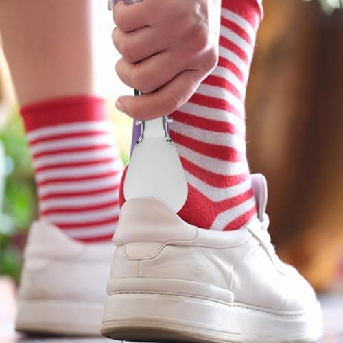 Portable Pu Cover Stainless Steel Shoe Horn with Foldable for Men Women — view 5