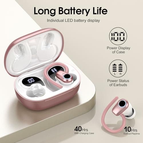 Wireless Earbuds with Earhooks HiFi Stereo, IP7 Waterproof Sports Earphones — view 3