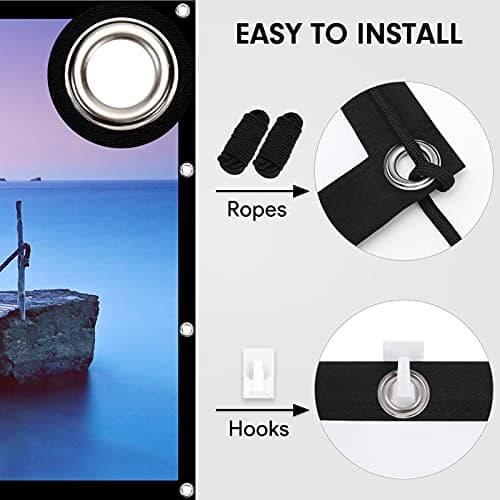 Projector Screen 120 Inch, Portable Movie Screen 16:9 HD 4K Foldable Anti-Crease Projection Screen, Cinema Screen Support Double-Sided Projection for Home Theater Cinema Indoor Outdoor Backyard Party — view 5