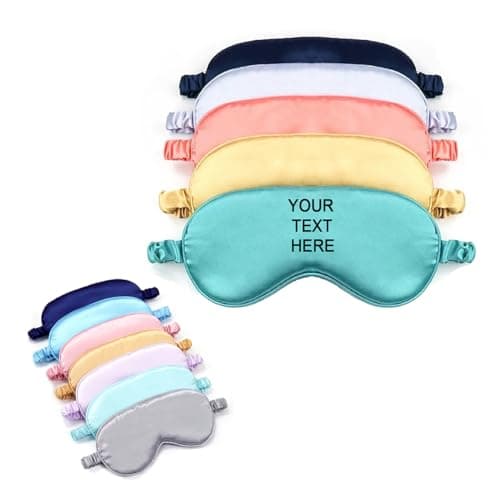 Personalised Embroidered Luxury Silk Eye Mask Soft Relax Travel Filled Blindfold (Pink Eye Mask) — view 2