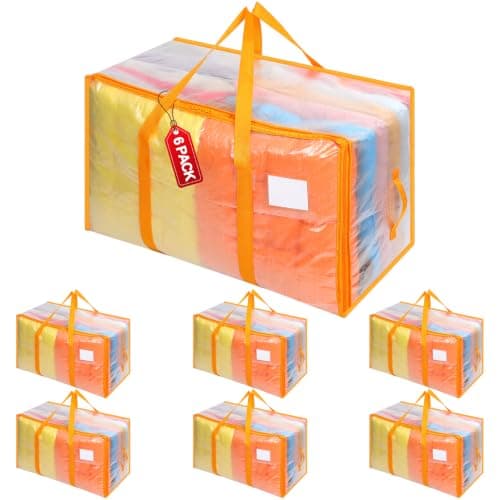 Dntorx 6 Pack 105L Moving Bags Clothes Storage Bags Drom Packing Box, Orange
