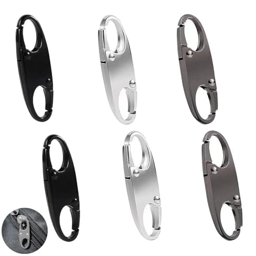 6 PCS Bag Clips for Handbags, Zipper Locks Anti Theft, Zipper Clips Anti Theft, For Backpack for Traveling Camping(Black + Gunmetal + Silver 2 Pieces Each)