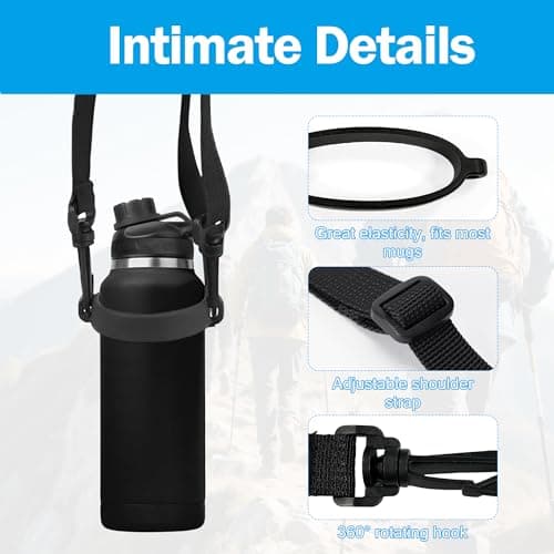 QACUU Black Adjustable Water Bottle Carrier with Shoulder Strap for Travel — view 4