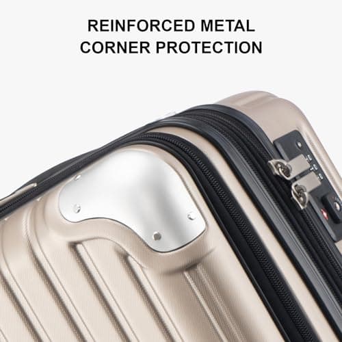 LEVEL8 Cabin Suitcase 20-Inch,Expandable 4 Wheel Luggage Suitcase, ABS+PC Hardshell Spinner Carry-on Trolley for Luggage with Double TSA Locks, Champagne — view 5