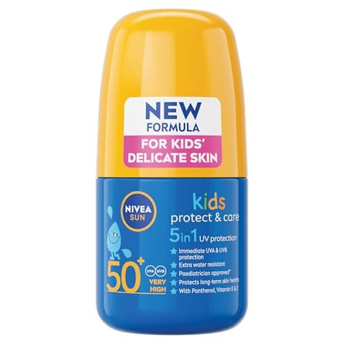 NIVEA Sun Kids Protect & Care SPF 50+ Roll On (50ml), Sunscreen with SPF 50, Roll-On Kids Sun Cream for Delicate Skin, Immediately Protects Against Sun Exposure