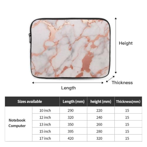10 12 13 15 17 Inch Laptop Sleeve Case Rose Gold Marble Laptop Bag — view 4