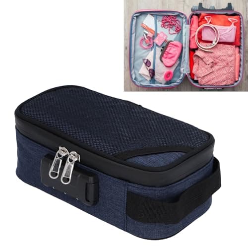 Odor Resistant Storage Bag, Code Lock Design Odor Resistant Suitcase Container Lightweight Multifunctional Easy to Use for Travel (Dark Blue) — view 3