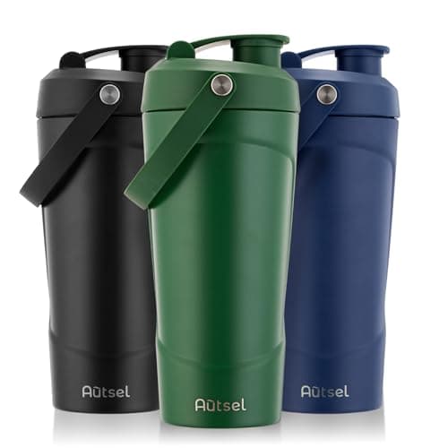 Autsel Protein Shaker, 750ml Stainless Steel Shaker Bottle for Fast