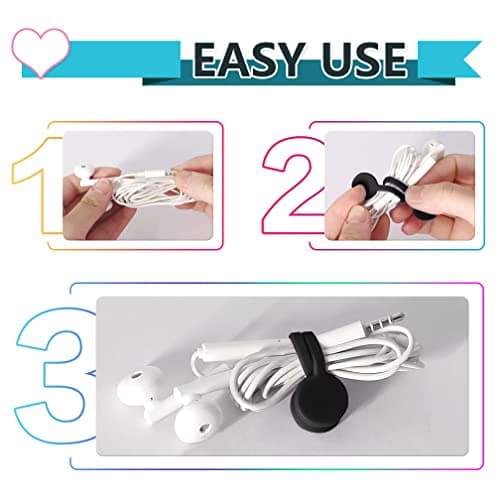 Xrkuu Reusable Magnetic Cable Ties 10Pcs, Silicone Tidy Clips (Black) — view 4