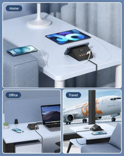 7-in-1 USB C Charging Station with 2×45W PD Ports, 15W Wireless Charger, 6-Port Desktop Charging Hub for MacBook, iPhone, iPad, Samsung, Laptop and More — view 4