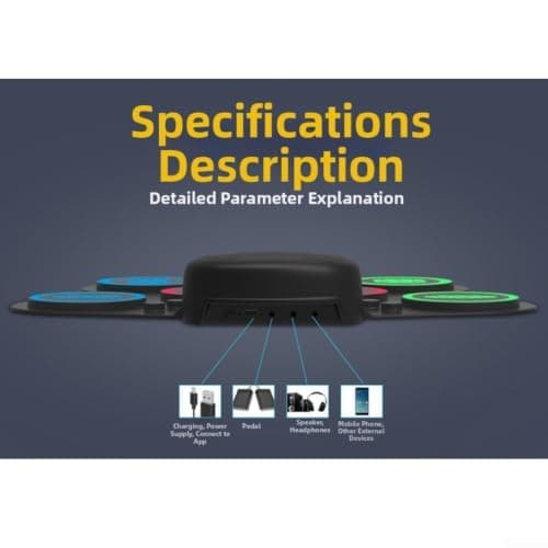 Portable Silicone Electric Drum Kit 7 Tones Built-in Speaker — view 6