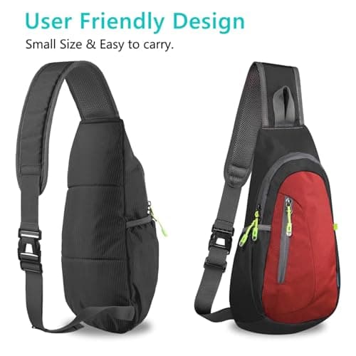 TITECOUGO Small Sling Bag Lightweight Crossbody Bag for Women Rucksack for Men Running Backpack Travel Chest Pack Shoulder Daypack for Gym Work Outdoor Hiking Sports Black/Red — view 3