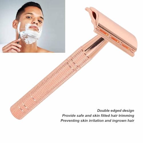 ZJchao Double Safety Manual Clipper, Alloy Handle Heavy Duty Skin Fitted Trimming with Washable for Men Women Wet Shaving (Rose Gold) — view 4
