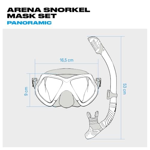 arena Panoramic Mask and Mouthpiece Set for Adults, Unisex Snorkeling Mask, Panoramic Mask with Wide Field of View, Snorkel Set Adults with Anti-Leak Technology, Hypoallergenic Silicone — view 5