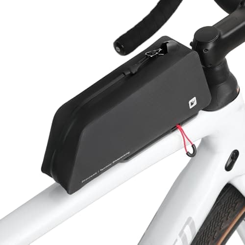 Rhinowalk Bike Top Tube Bag Bike Frame Bag 1L Fully Waterproof and Stable Quick Release Bicycle Frame Bag Bicycle Bag Professional Cycling Accessories for Mountain Road Bike-Black