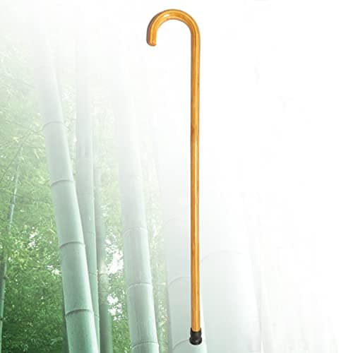 Traditional Bamboo Wood Walking Stick For Men And Women,Walking Cane For Seniors With A Crook Handle And Non-slip Foot Mats — view 4