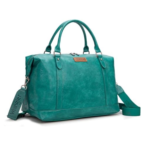 Wrangler Duffle Bag for Travel Large Weekender Bags for Women Waterproof Carry On Overnight Bag, Turquoise, L, Minimalist