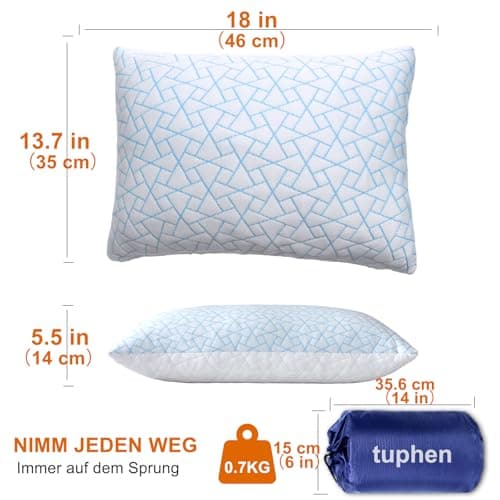 tuphen Travel & Camping Memory Foam Pillow - Cooling Compressible Camping Pillow for Sleeping Compact Firm Supportive Small Pillow for Adults Kids Outdoor Backpacking Hiking Essential with Storage Bag — view 2
