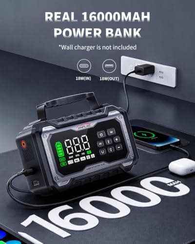 8000A Jump Starter Power Pack with Air Compressor 160PSI & Blower, ANFLAG 12V Car Battery Booster Jump Starter (All Gas/14L Diesel) Portable Car Jump Starter Power Bank with Jump Leads/800LM Light — view 5