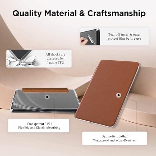 Litvana Detachable Magnetic Case for 7'' Kindle Paperwhite 12th Gen 2024 and Kindle Colorsoft Signature Edition, Slim PU Shell Cover Case with Auto Wake/Sleep, Brown — view 6