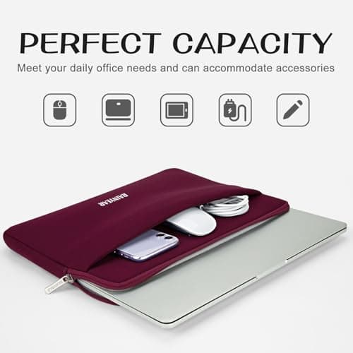 RAINYEAR 15.6 Inch Laptop Sleeve Soft Case with Front Pocket, Red — view 2