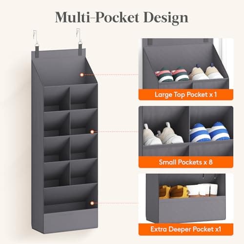 Lifewit 6 Tier Over the Door Shoe Organiser Hanging Rack Holder, Gray — view 6