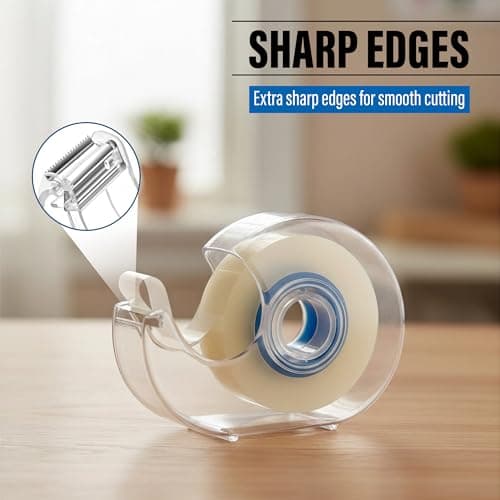 Heavy Duty Tape Dispenser – Jumbo 50 Meter Plastic Tape | Weighted Desktop Office Tape Dispenser – Clear Tape for Packing, Parcel & Gift-Wrapping Masking Tape Dispenser | One-Handed Easy Cut Design — view 2