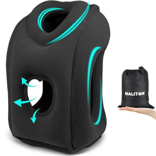 Maliton Inflatable Travel Pillow, Airplane Neck Support for Long Flights