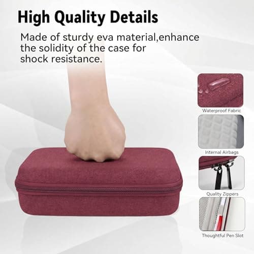 Hard Electronics Travel Organizer Case for MacBook Chargers & Storage Flash Hard Drives - Waterproof Shockproof 2-Layer Design Holds Power Bank Mouse and Cables (Wine Red) — view 5