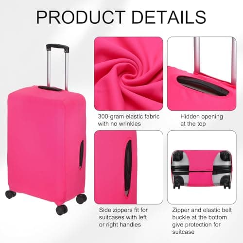 sourcing map Travel Luggage Cover, Washable Suitcase Covers for Luggage Anti-scratch Suitcase Protector Elastic Baggage Protective, Fits 29-32 Inch Suit Case, Pink — view 3