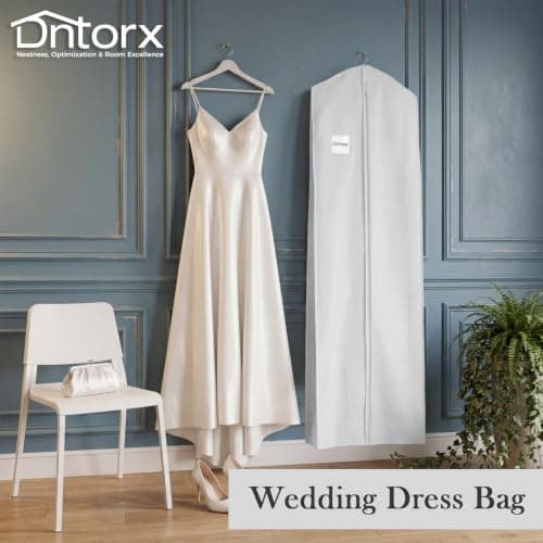 Dntorx Wedding Dress Bag 72In, Dress Bag Cover Long with 10In Gusset White — view 3