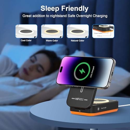 Wireless Charger,Phone Charging Station with Speaker,15W Fast Foldable Charger Stand For iPhone 17/16/15/14/13/12 Pro Max,Portable Bluetooth Phone Speaker,Gadgets For Men Women — view 5
