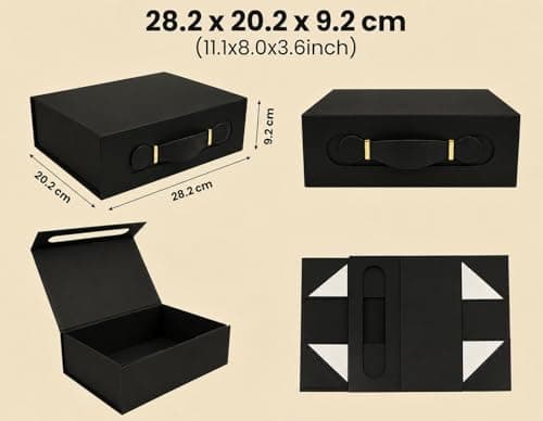Emartbuy Black Folding Magnetic Gift Box 28.2 x 20.2 x 9.2 cm — view 2