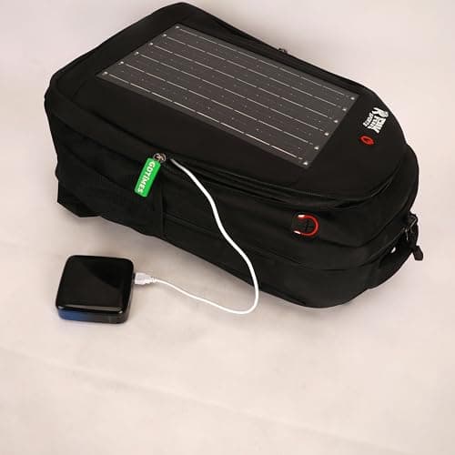 Solar Powered Hiking Backpack with USB Charging Port & LED Light, Waterproof Outdoor Travel Laptop Backpack with Solar Panel for Camping, Trekking & Adventure Gear, Black, Outdoor — view 6
