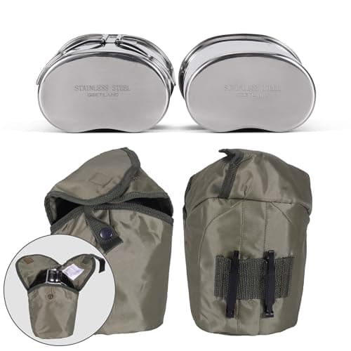 Goetland Stainless Steel WWII US Army Canteen Water Bottle Military Canteen Kit 1.06QT with 0.53QT Cup Nylon Pouch G.I. — view 4