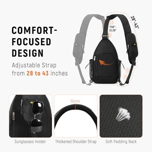 SKYSPER Sling Bag Anti-Theft Crossbody Bag RFID Travel Cross Body Shoulder Sling Backpack(Black) — view 5