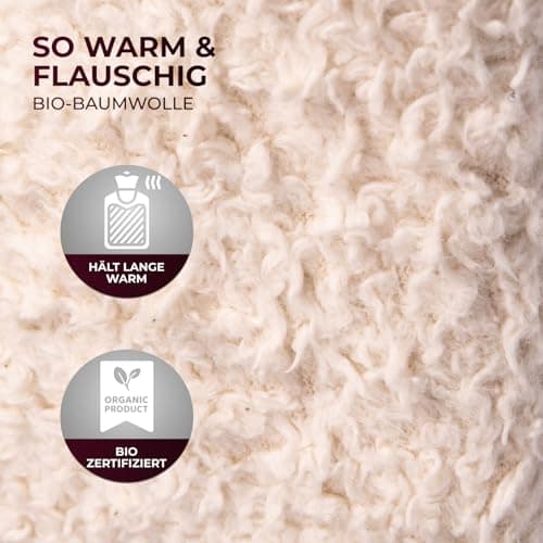 Easy and Green Cuddly Hot Water Bottle with Cover Made of Extra Soft Organic Cotton Made in Germany - Hot Water Bottle Fluffy Hot Water Bottle Long Warm for Pain Relief - Easy and Green (2 L) — view 5
