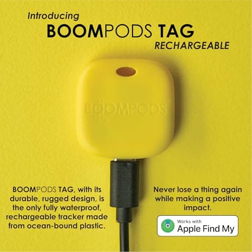 Boompods Tag Tracker Rechargeable Tracking Tag, Yellow — view 2