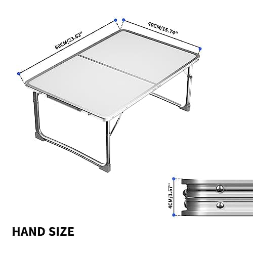 Lightweigh Folding Table Portable Compact Foldable Table Camping Tables that Fold Up Trestle Table, with Carrying Handle, Folding Table for Picnic Garden Camping Pasting Crafting Party, 60x40x26cm — view 3