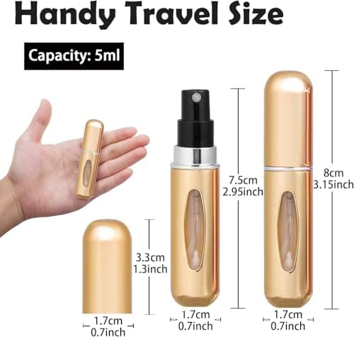TonJin Travel Perfume Atomiser Refillable, Small Portable Empty Spray Bottle, Perfume Portable Empty Cologne Refill Pump Dispenser for Outdoor Pink/Gold — view 2