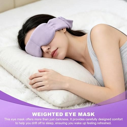 Weighted Sleep Mask, Double-Sided Light-Blocking Eye Cover for Deep Sleep, Gentle Pressure Eyes Masks for Relieve Eye Fatigue, Reusable Washable Sleeping Mask for Travel — view 6