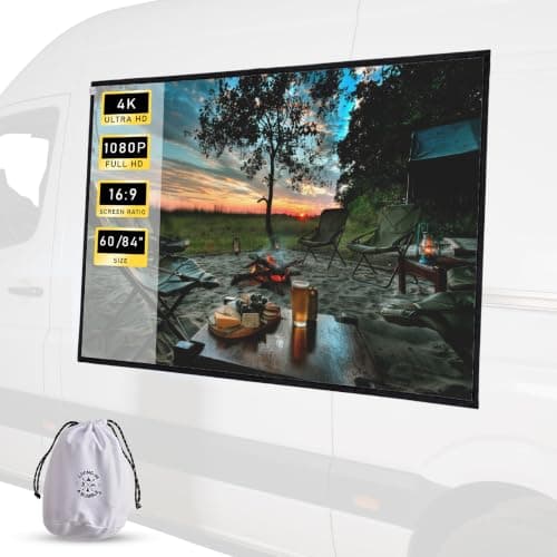 Magnetic Outdoor Projector Screen - Portable HD Projector Screen, 16:9 Aspect Ratio, 1080 Compatible, Foldable Camping White Screen for Van, SUV, Car - Outdoor Movies (White, Small (60 inch))
